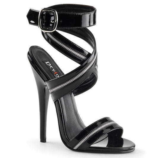 DOMINA-119 6" Zipper-Inlaid Wrap-Around Sandal