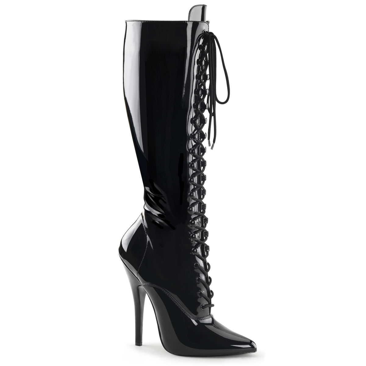 DOMINA-2020 6" Lace-Up Knee Boot, Side Zip