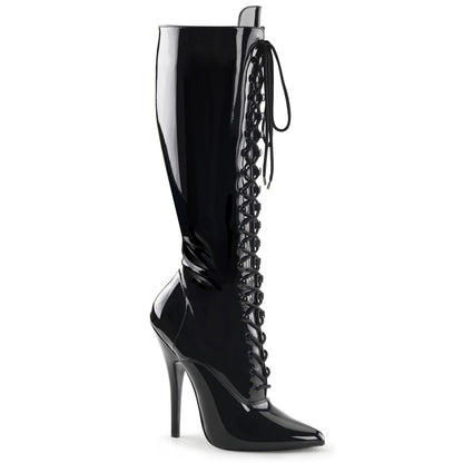 DOMINA-2020 6" Lace-Up Knee Boot, Side Zip