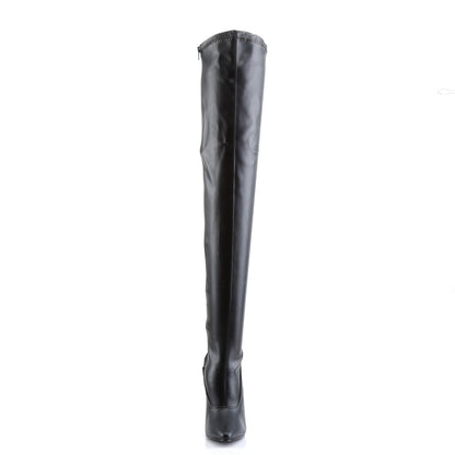 DOMINA-3000 6" Plain Stretch Thigh Boot, Side Zip