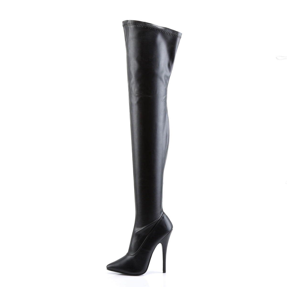 DOMINA-3000 6" Plain Stretch Thigh Boot, Side Zip