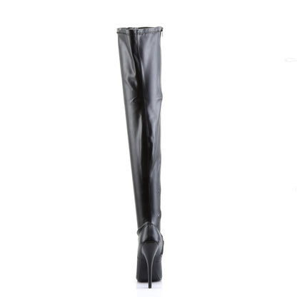DOMINA-3000 6" Plain Stretch Thigh Boot, Side Zip