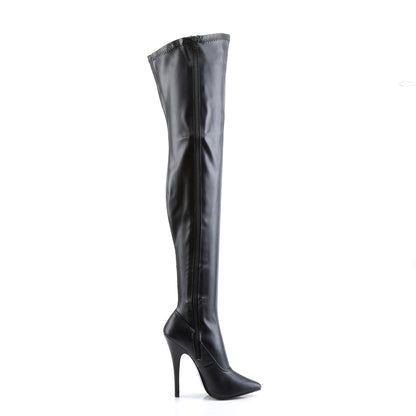DOMINA-3000 6" Plain Stretch Thigh Boot, Side Zip
