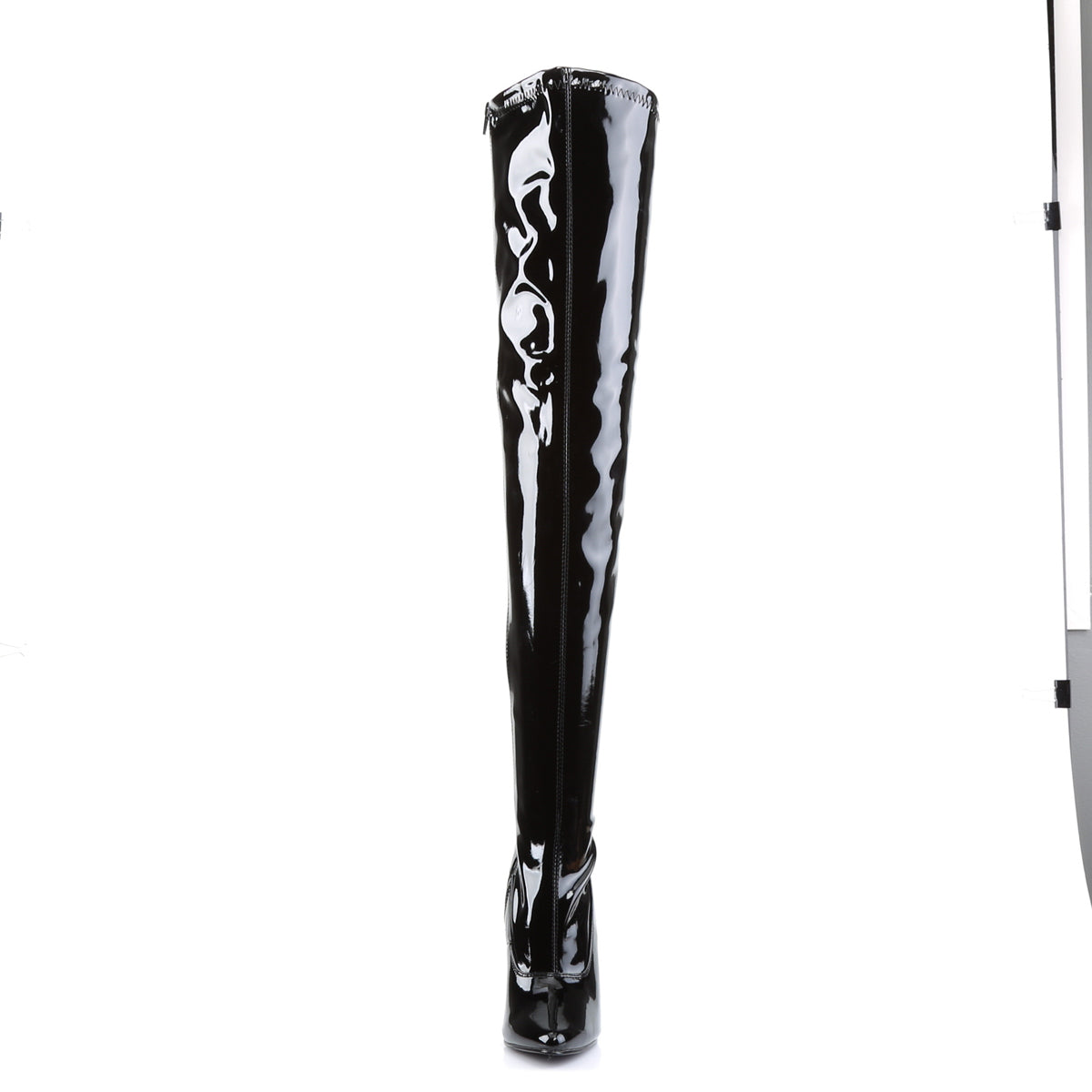 DOMINA-3000 6" Plain Stretch Thigh Boot, Side Zip