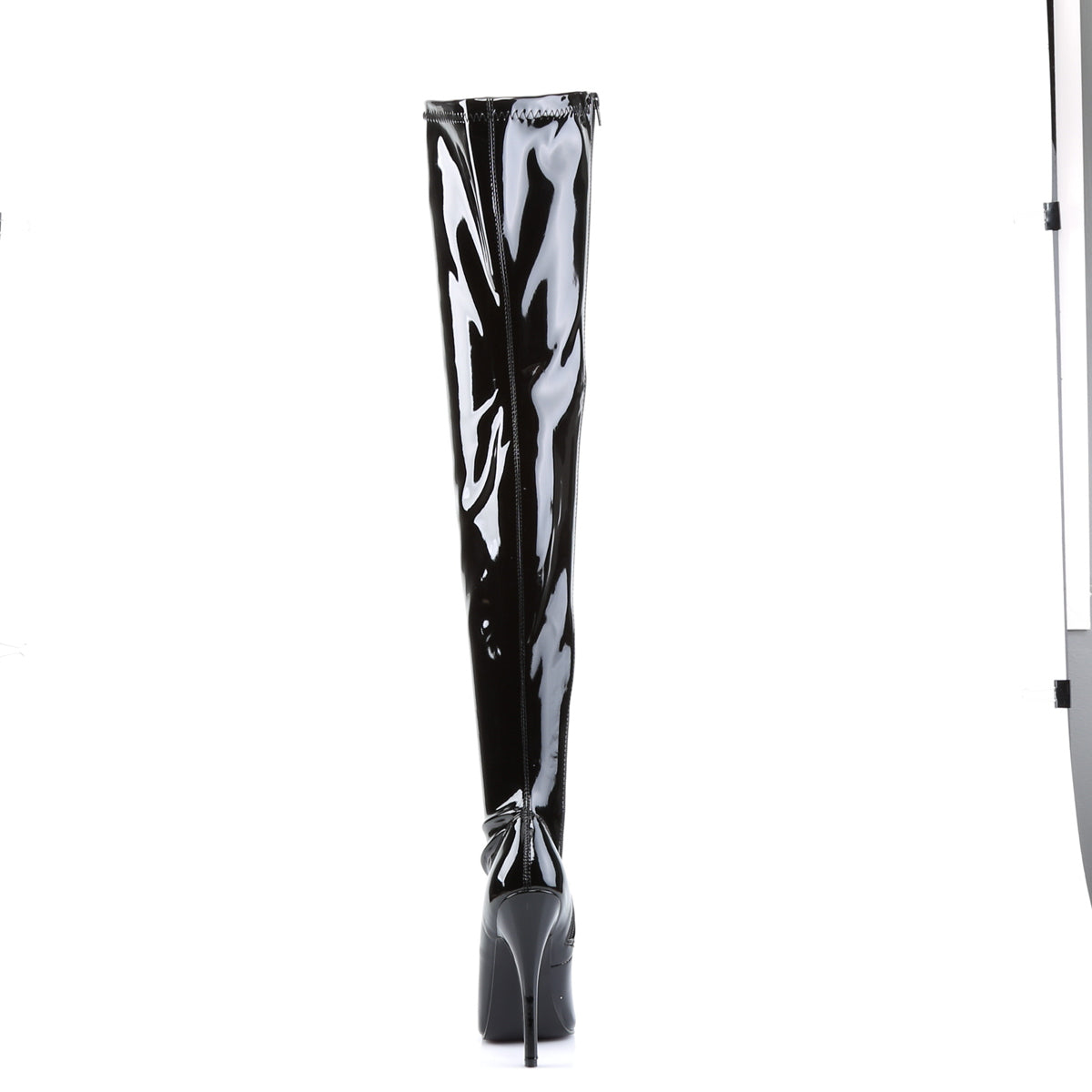 DOMINA-3000 6" Plain Stretch Thigh Boot, Side Zip