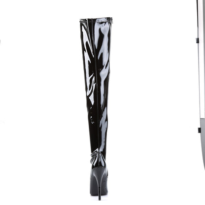 DOMINA-3000 6" Plain Stretch Thigh Boot, Side Zip