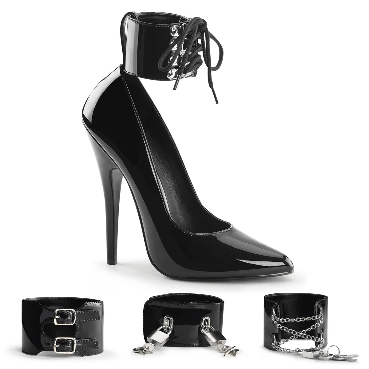 DOMINA-434 6" Pump W/ Interchangeable Ankle Cuffs