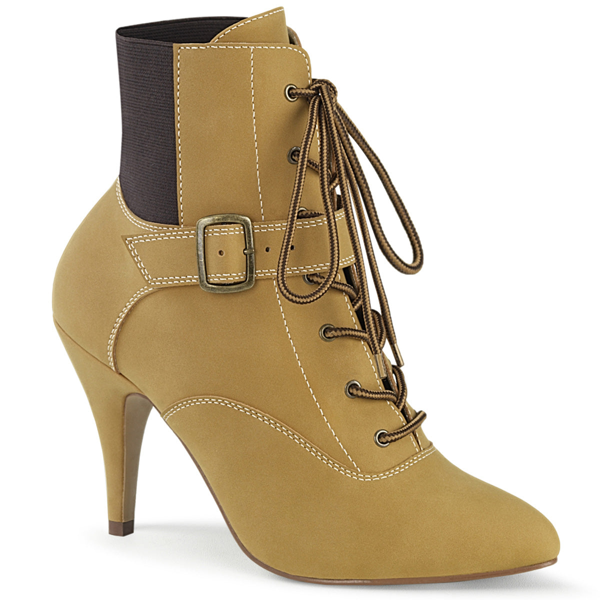 DREAM-1022 4" Heel Buckle Lace-Up Ankle Boot