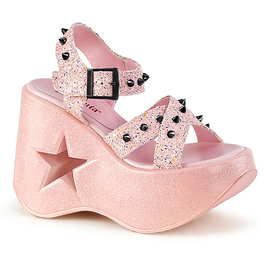 DYNAMITE-02 *5" Star Cutout Platform Wedge Ankle Strap Sandal