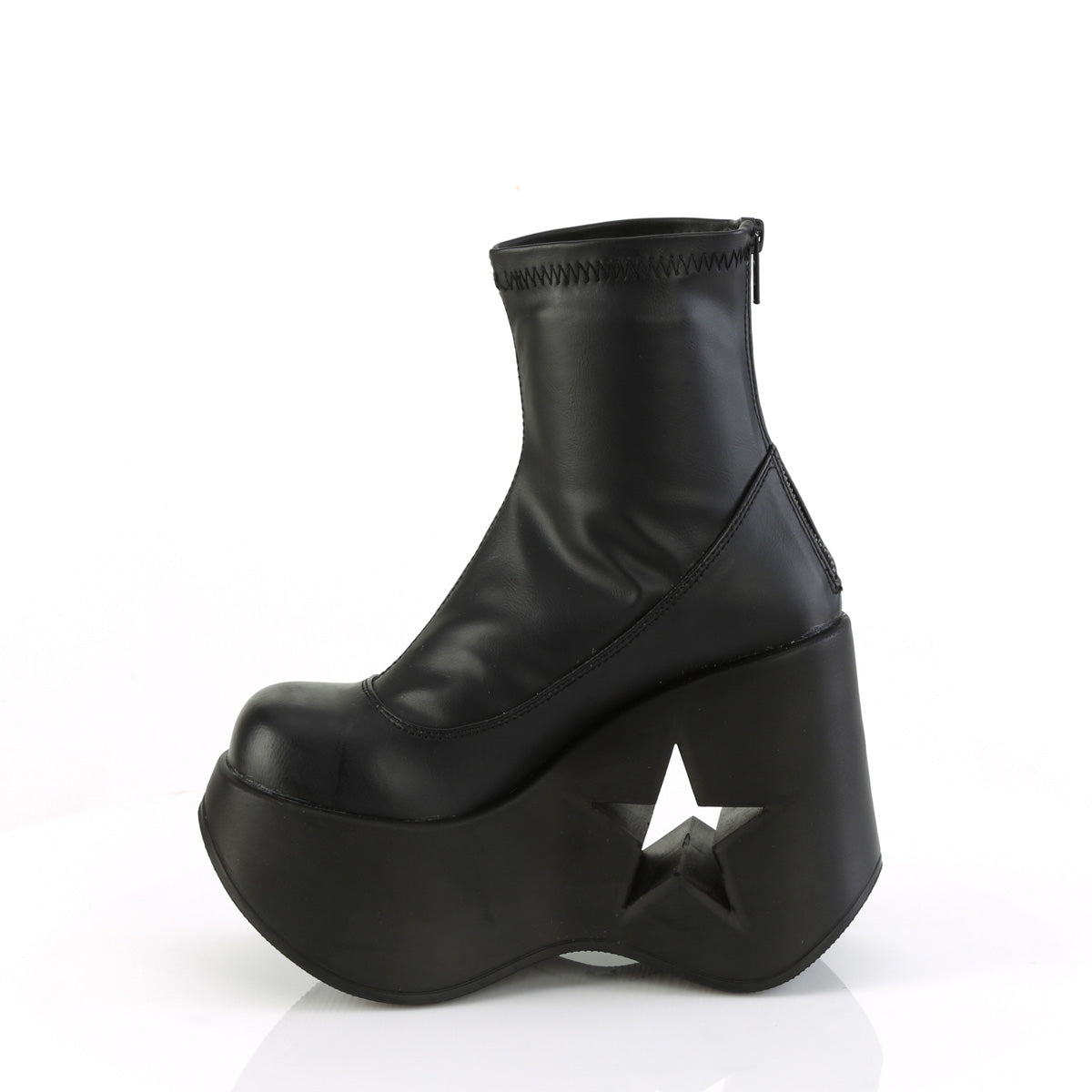 DYNAMITE-100 5" Star Cutout Platform Wedge Ankle Boot, Back Zip