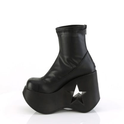 DYNAMITE-100 5" Star Cutout Platform Wedge Ankle Boot, Back Zip