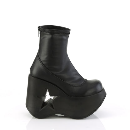 DYNAMITE-100 5" Star Cutout Platform Wedge Ankle Boot, Back Zip