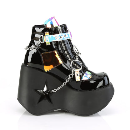 DYNAMITE-101 *5" Star Cutout PF Wedge Side Lace-Up Ankle Boot, Side Zip
