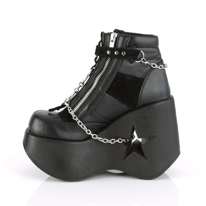 DYNAMITE-101 *5" Star Cutout PF Wedge Side Lace-Up Ankle Boot, Side Zip