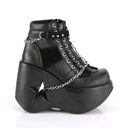 DYNAMITE-101 *5" Star Cutout PF Wedge Side Lace-Up Ankle Boot, Side Zip