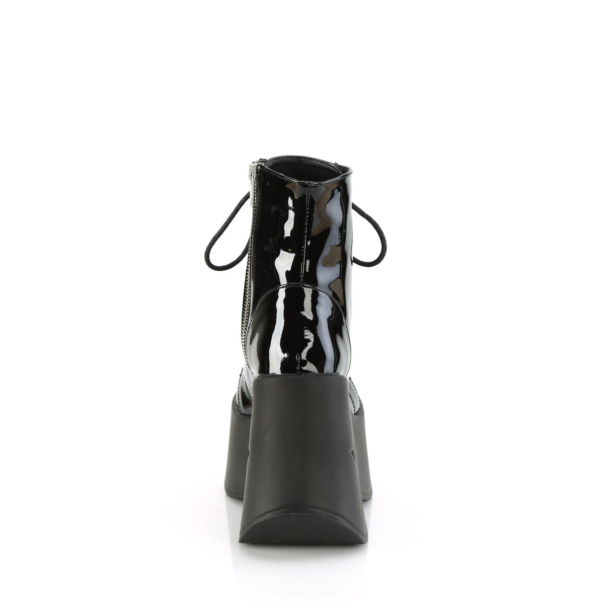 DYNAMITE-106 *5" Star Cutout PF Wedge Lace-Up Ankle Boot, Inside Zip