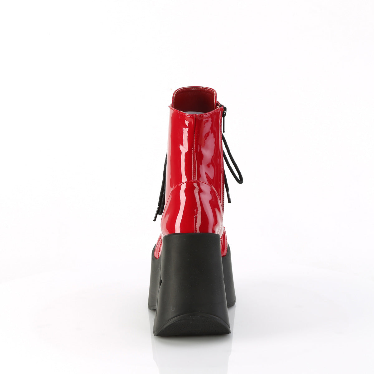 DYNAMITE-106 *5" Star Cutout PF Wedge Lace-Up Ankle Boot, Inside Zip