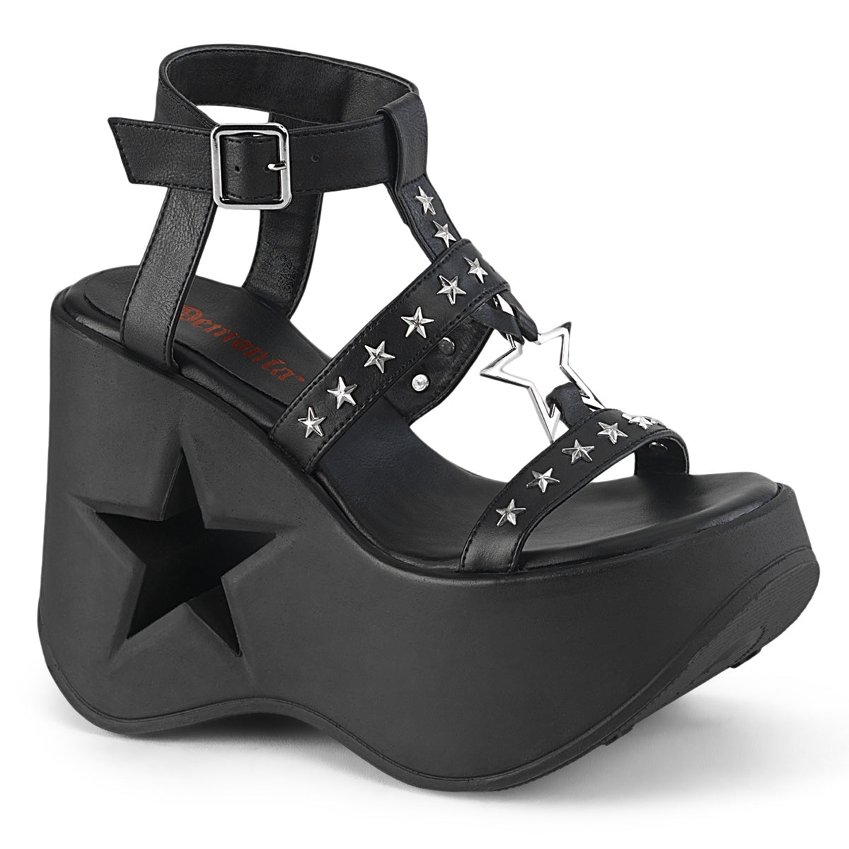 DYNAMITE-12 5" Star Cutout PF Wedge Wrap Around Ankle Strap Sandal