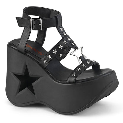 DYNAMITE-12 5" Star Cutout PF Wedge Wrap Around Ankle Strap Sandal
