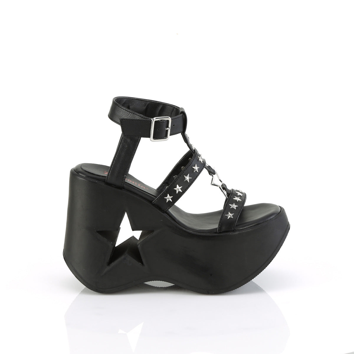 DYNAMITE-12 5" Star Cutout PF Wedge Wrap Around Ankle Strap Sandal