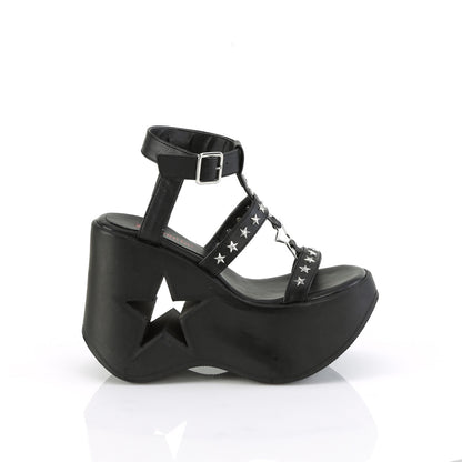 DYNAMITE-12 5" Star Cutout PF Wedge Wrap Around Ankle Strap Sandal