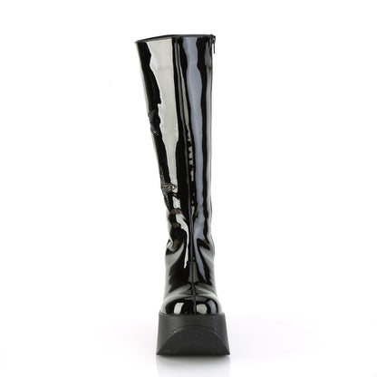 DYNAMITE-218 *5" Star Cutout PF Wedge Knee High Boot, Inside Zip