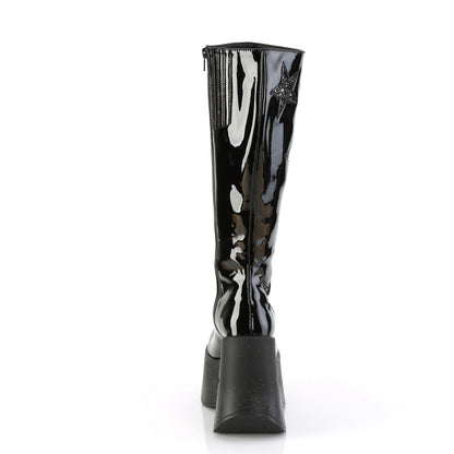 DYNAMITE-218 *5" Star Cutout PF Wedge Knee High Boot, Inside Zip