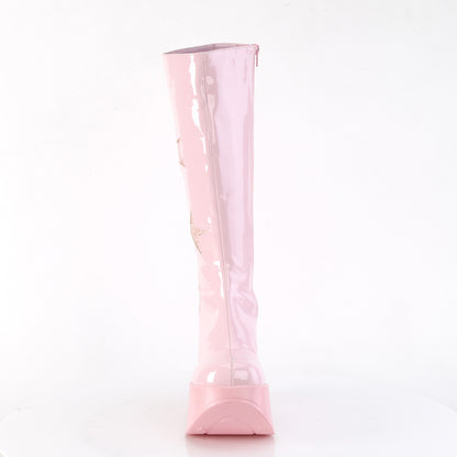 DYNAMITE-218 *5" Star Cutout PF Wedge Knee High Boot, Inside Zip
