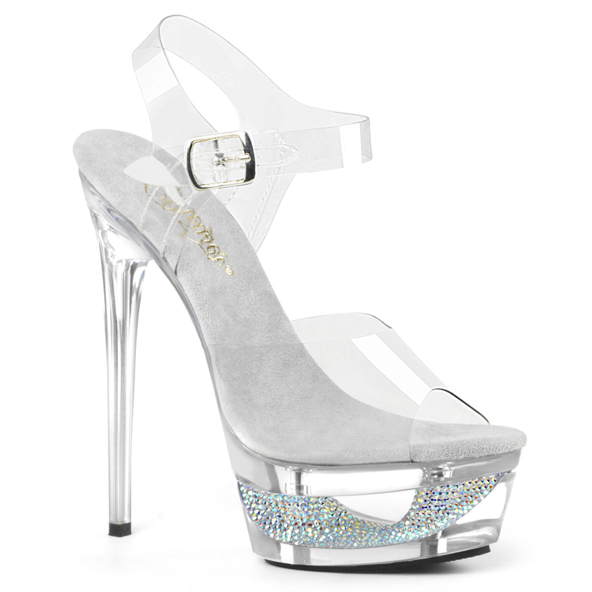 ECLIPSE-608DM *6 1/2" Heel, 1 3/4" Cut Out PF Ankle Strap Sandal
