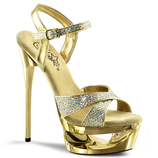 ECLIPSE-619G 6 1/2" Heel, 1 3/4" Cut-Out PF Criss-Cross Ankle Sandal