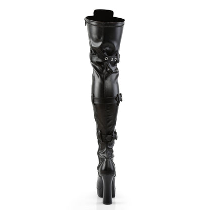 ELECTRA-3028 5" Stack Heel, 1 1/2" PF Front Lace-Up Thigh Boot