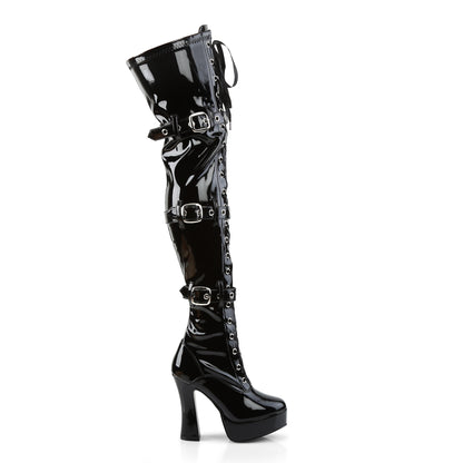 ELECTRA-3028 5" Stack Heel, 1 1/2" PF Front Lace-Up Thigh Boot