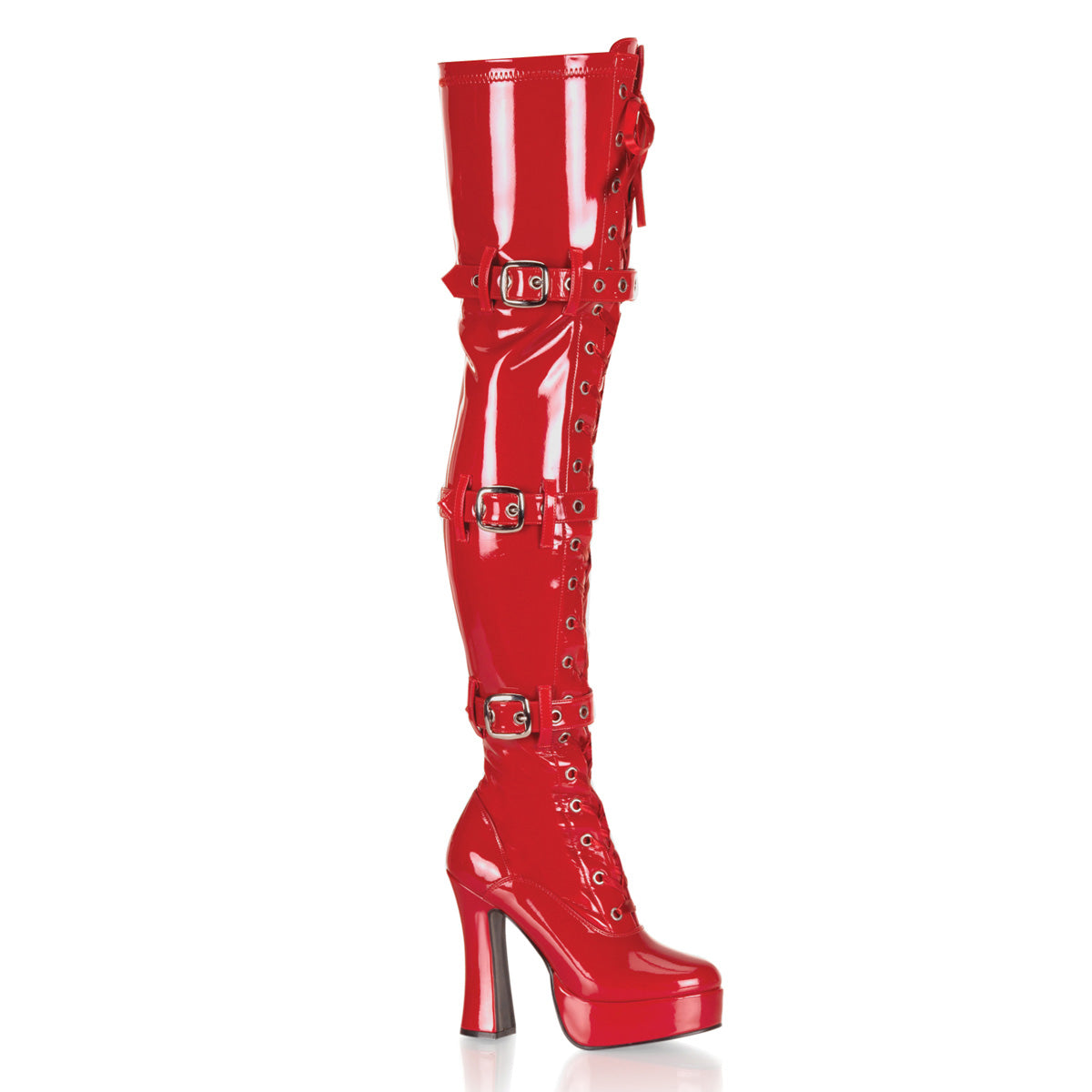 ELECTRA-3028 5" Stack Heel, 1 1/2" PF Front Lace-Up Thigh Boot
