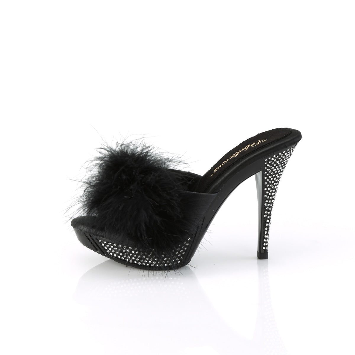 ELEGANT-401F 4 1/2" Heel, 1" PF Marabou Fur Slipper
