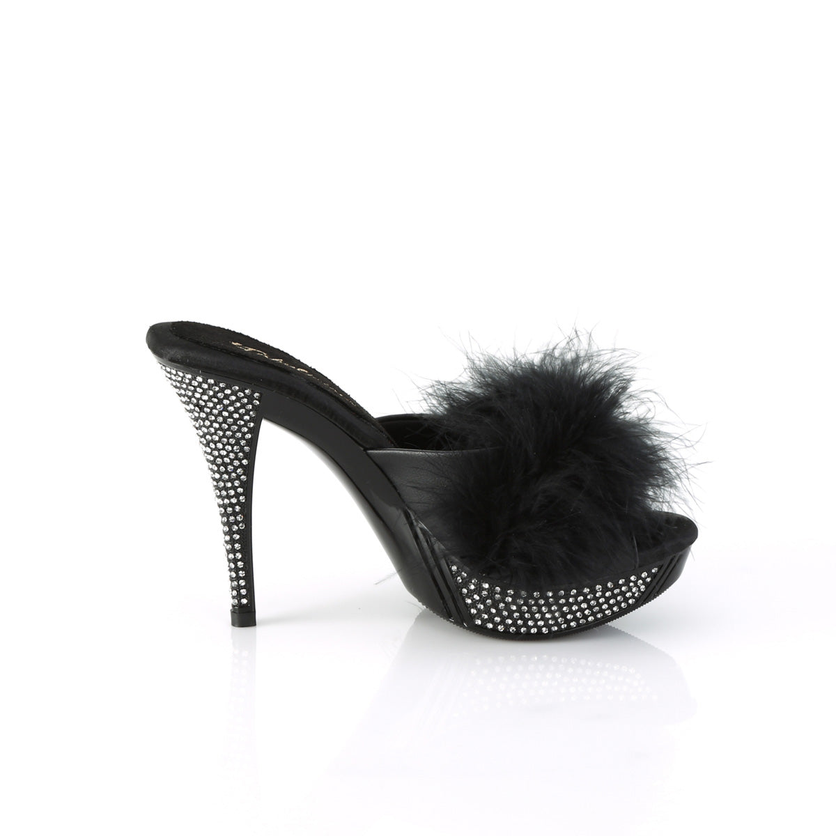ELEGANT-401F 4 1/2" Heel, 1" PF Marabou Fur Slipper