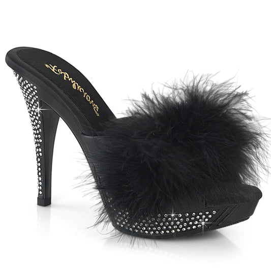 ELEGANT-401F 4 1/2" Heel, 1" PF Marabou Fur Slipper