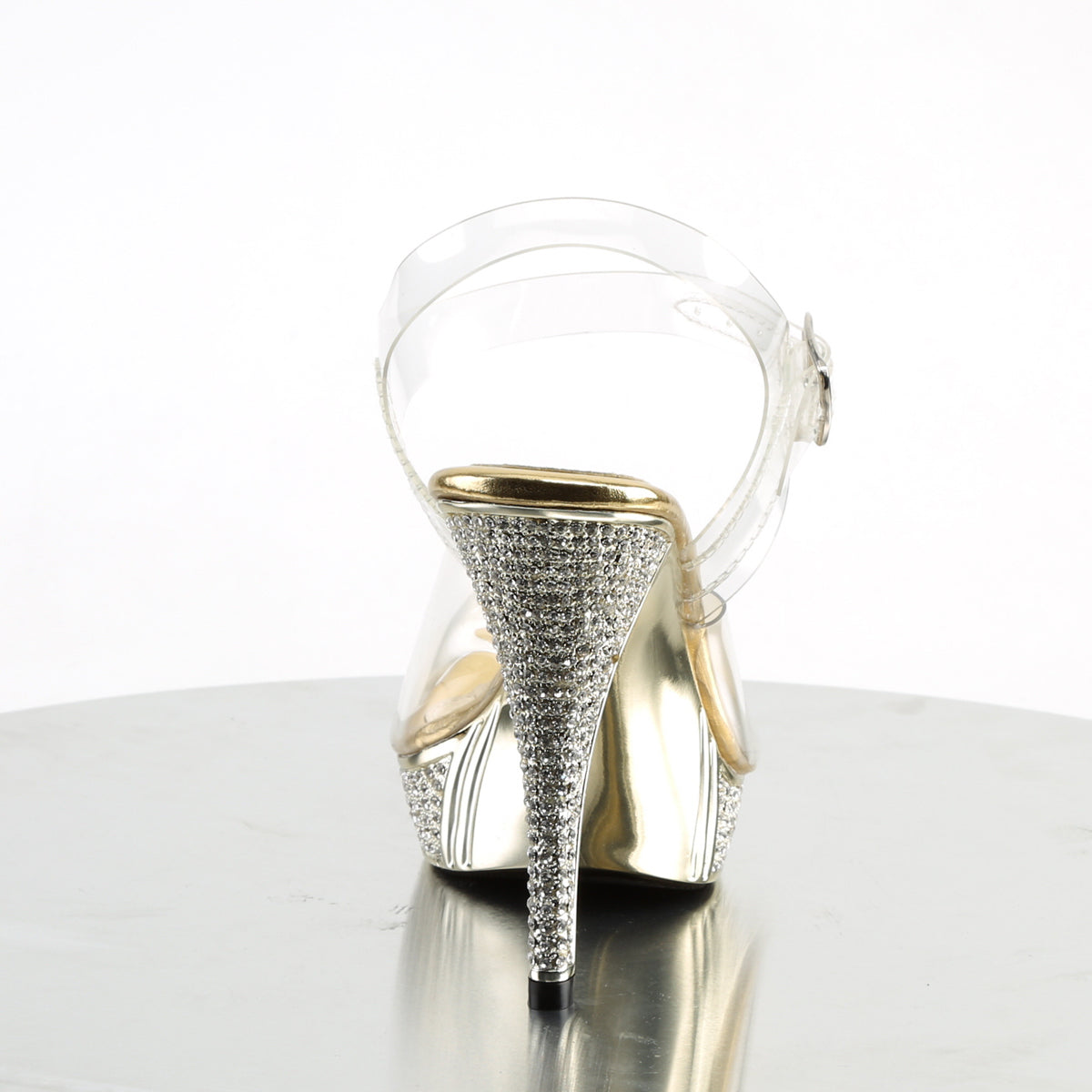 ELEGANT-408 **4 1/2" Heel, 1" PF Ankle Strap Sandal W/ RS