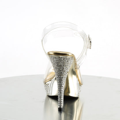 ELEGANT-408 **4 1/2" Heel, 1" PF Ankle Strap Sandal W/ RS