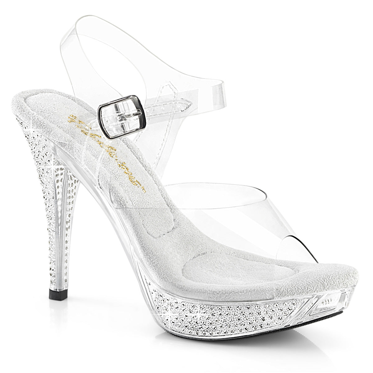 ELEGANT-408 **4 1/2" Heel, 1" PF Ankle Strap Sandal W/ RS