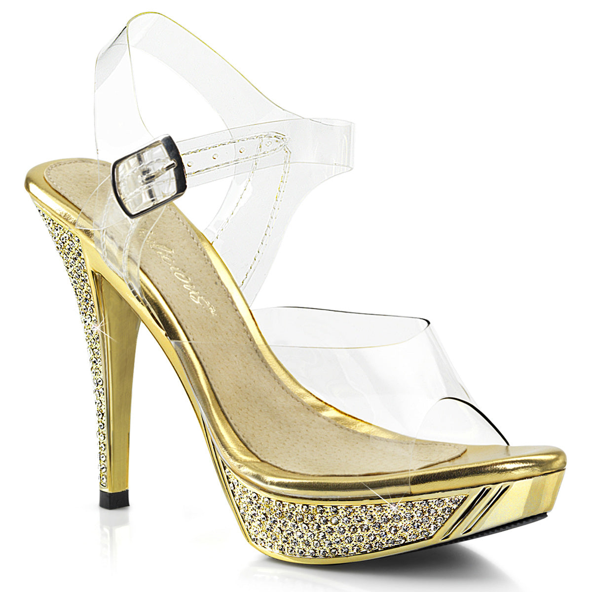 ELEGANT-408 **4 1/2" Heel, 1" PF Ankle Strap Sandal W/ RS