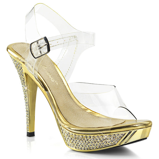 ELEGANT-408 **4 1/2" Heel, 1" PF Ankle Strap Sandal W/ RS