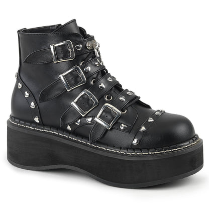 EMILY-315 2" PF Lace-Up Front/Buckle Strap Ankle Boot, Side Zip