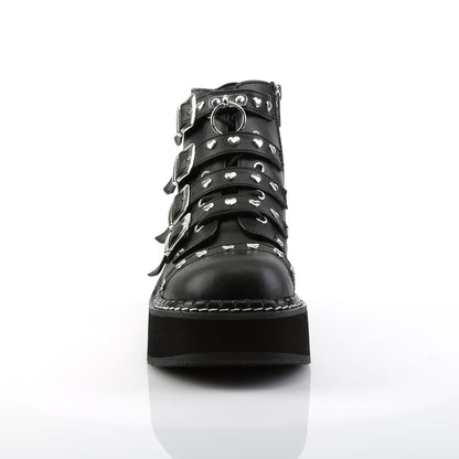 EMILY-315 2" PF Lace-Up Front/Buckle Strap Ankle Boot, Side Zip