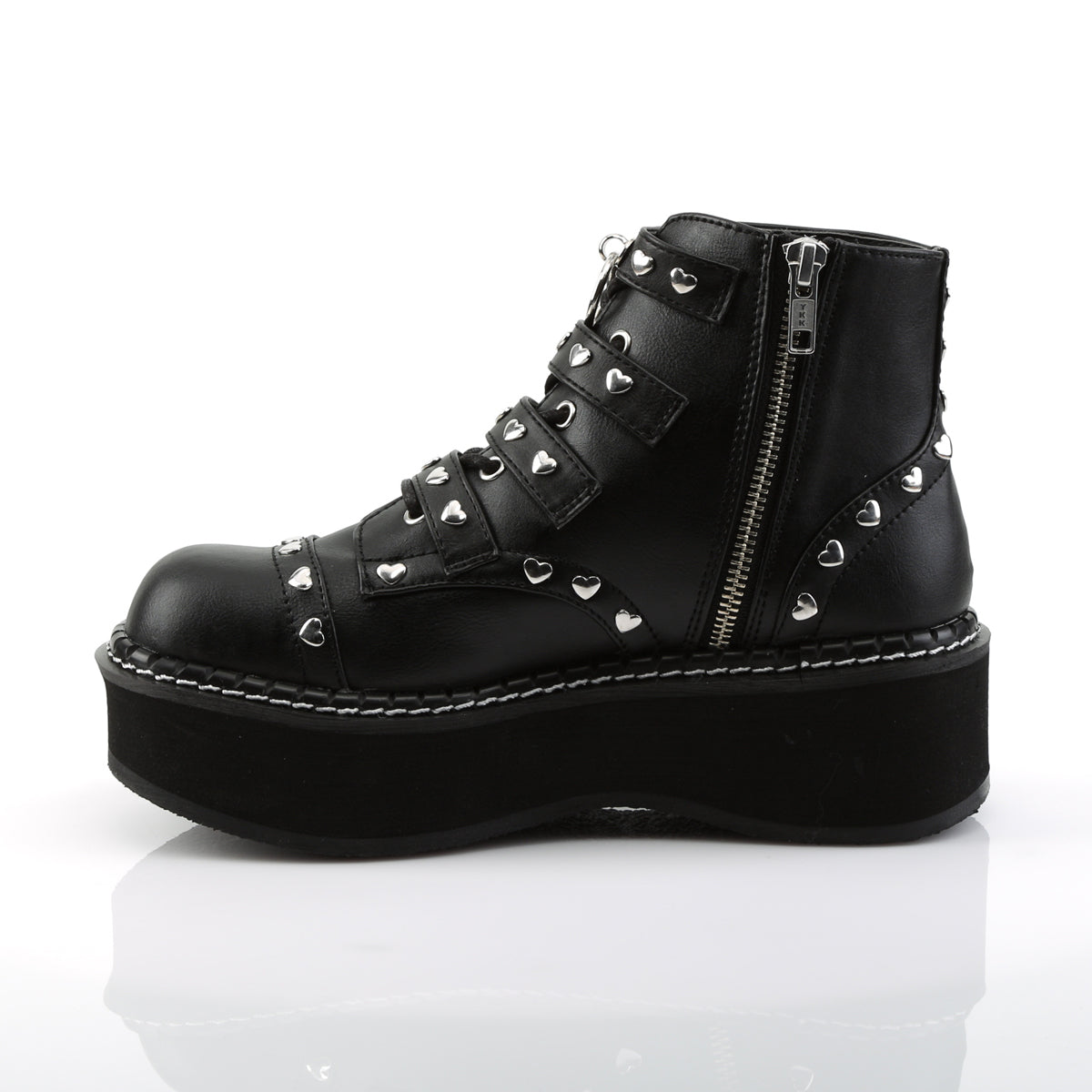 EMILY-315 2" PF Lace-Up Front/Buckle Strap Ankle Boot, Side Zip