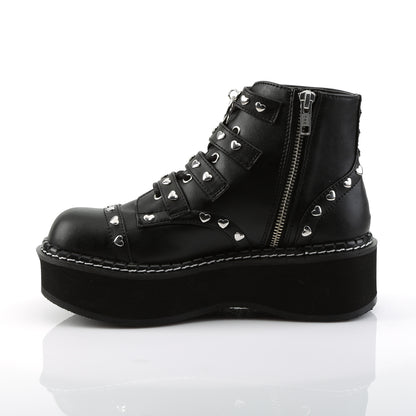 EMILY-315 2" PF Lace-Up Front/Buckle Strap Ankle Boot, Side Zip