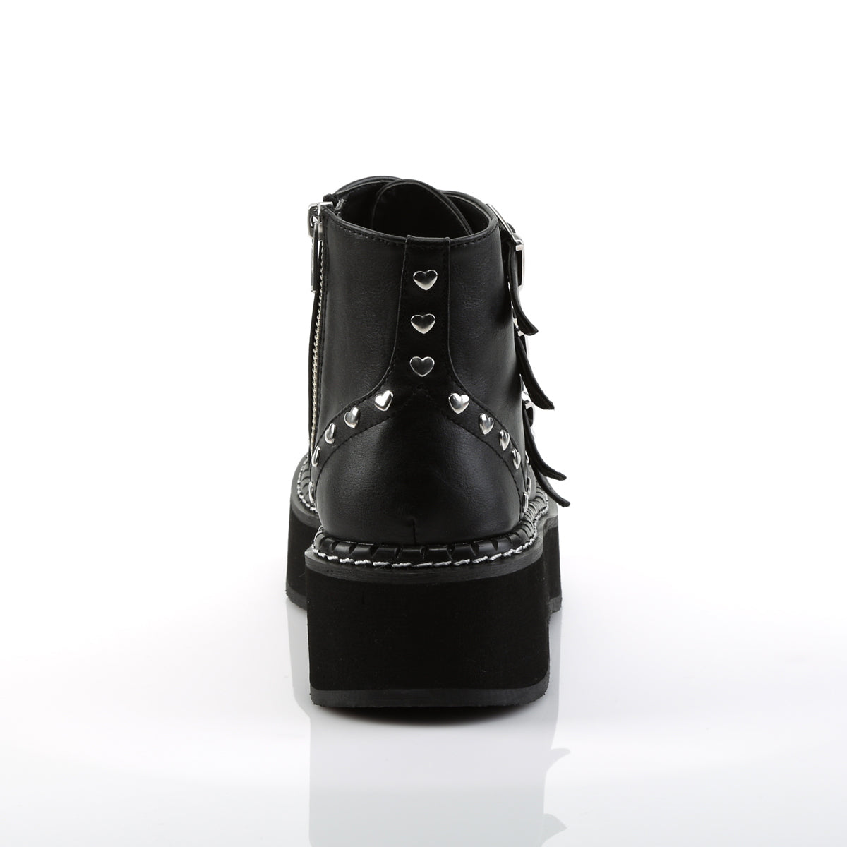 EMILY-315 2" PF Lace-Up Front/Buckle Strap Ankle Boot, Side Zip