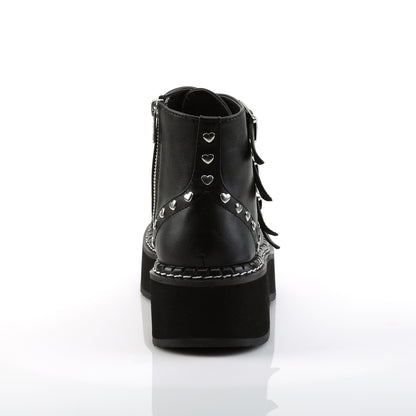EMILY-315 2" PF Lace-Up Front/Buckle Strap Ankle Boot, Side Zip