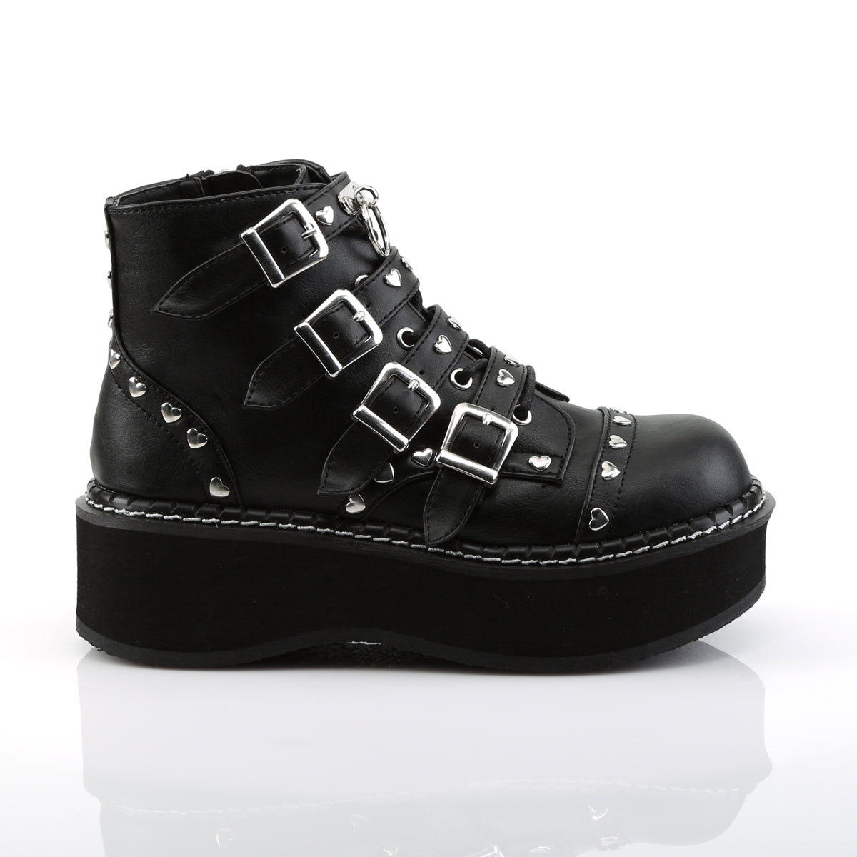 EMILY-315 2" PF Lace-Up Front/Buckle Strap Ankle Boot, Side Zip