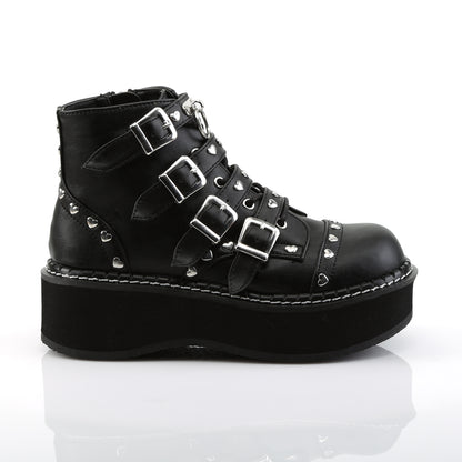 EMILY-315 2" PF Lace-Up Front/Buckle Strap Ankle Boot, Side Zip