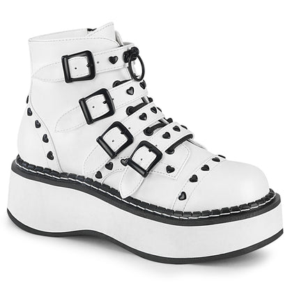 EMILY-315 2" PF Lace-Up Front/Buckle Strap Ankle Boot, Side Zip